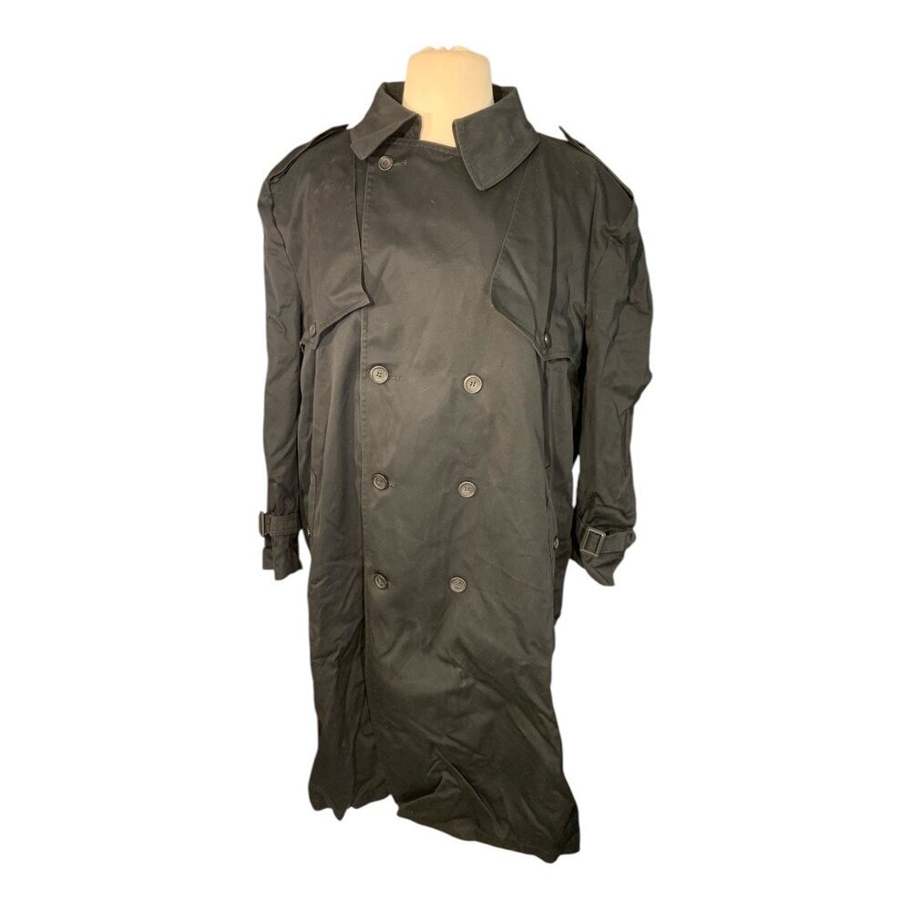 Charles Klein Men's Black Double Breasted Trench Coat with Soft Removable Liner